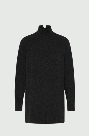 Monochrome pleten vuneni pulover s visokim ovratnikom