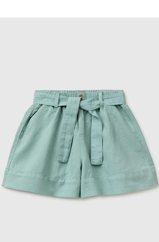 Linen blend shorts with sash