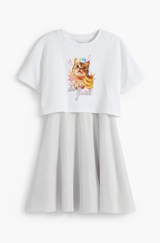 2-u-1 haljina s otiskom mačke