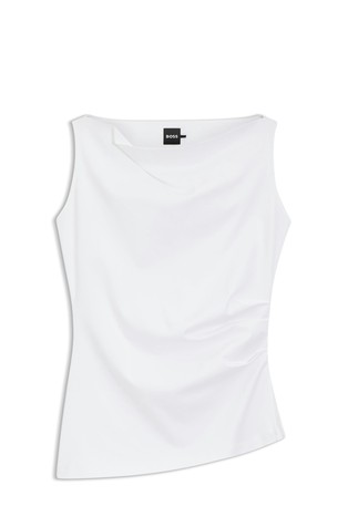 Asimetrična majica od merceriziranog pamuka s drapiranim ovratnikom