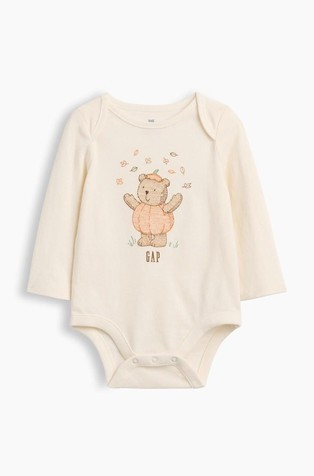 Pamučni body dugih rukava s otiskom za bebe