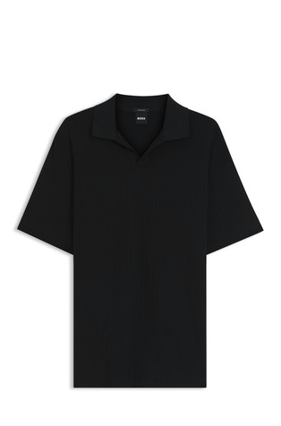Johnny-collar polo shirt in jacquard cotton