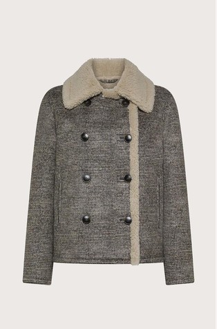 Jakna s dvorednim kopčanjem i umjetnim krznom