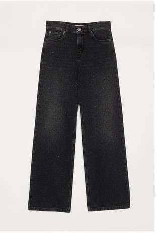 Straight fit jeans hlače s ukrasnim kamenčićima