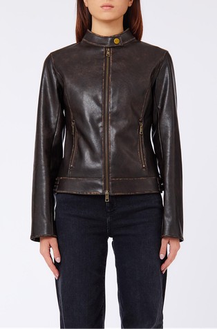 Coated fabric biker jacket