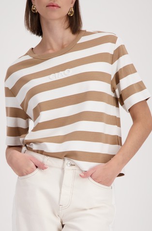 Striped T-shirt in viscose-blend