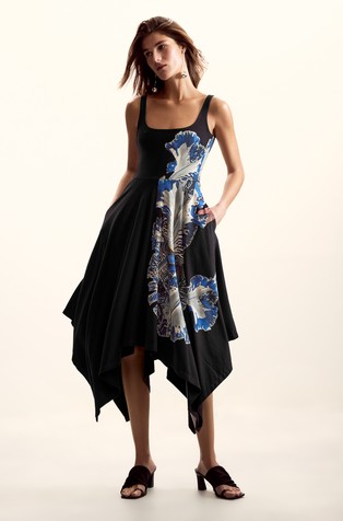 Asimetrična haljina s naramenicama i printom Christian Lacroix