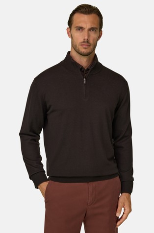 Half-zip neck sweater in merino wool