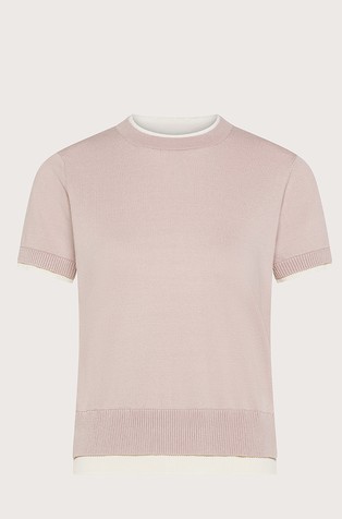 Pletena majica kratkih rukava s kontrastnim detaljima