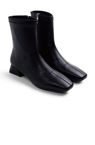 Stretch faux-leather booties