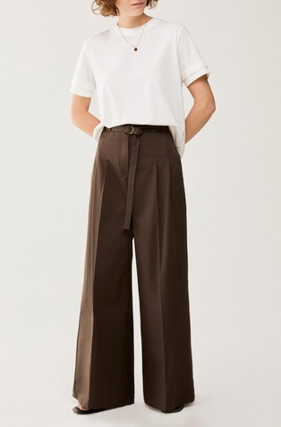 Široke pamučne hlače s remenom