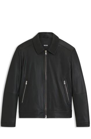 Regular fit kožna jakna s ovratnikom košulje