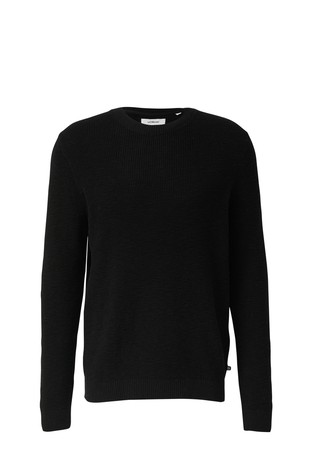 Knitted sweater with crew neck and textured pattern