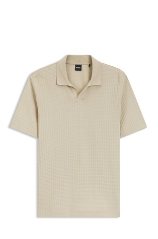 Pamučna polo majica s Johnny ovratnikom i žakard uzorkom