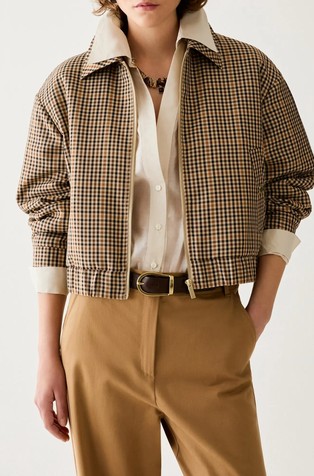 Gingham padded bomber jacket