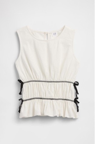 Kids Linen-Blend Bow Top