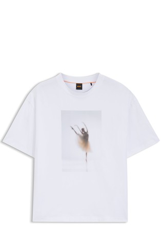 Stretch-cotton T-shirt with print