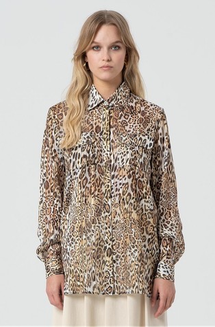 Košulja od žoržeta sa životinjskim uzorkom