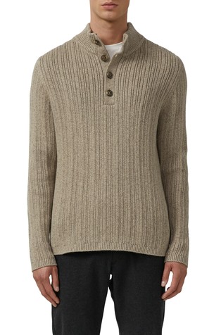 Rebrasto pleten pulover s djelomičnim kopčanjem