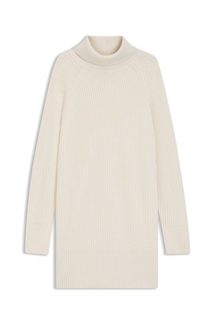 Pletena haljina od vune i kašmira s visokim ovratnikom