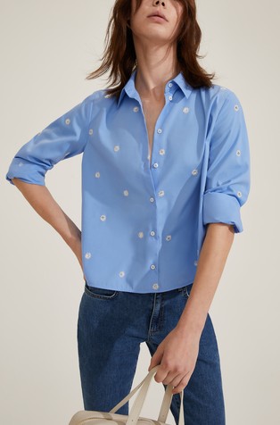 Sequin appliqué cotton shirt