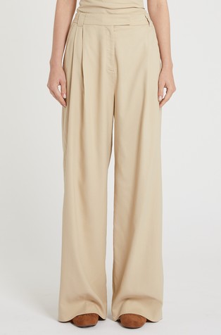 Wide leg viscose blend trousers