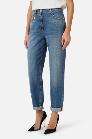 Slim fit jeans hlače s ukrasnim lokotom