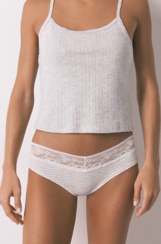 Classic striped panty with lace