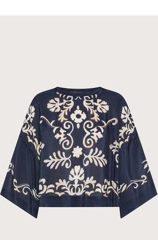 Labava viskozna majica s kontrastnim printom