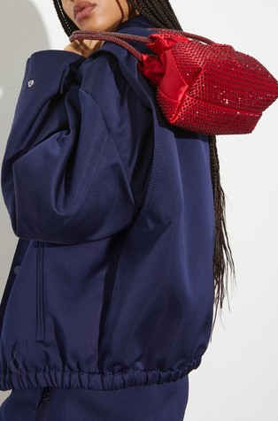 Rhinestone-embellished satin bag