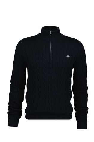 Cotton Cable Knit Half-Zip Sweater