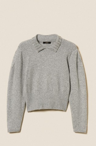 Pleten pulover od recikliranih vlakana s polo ovratnikom