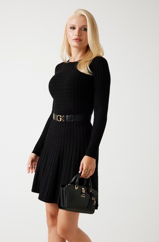 Cable-knit sweater short dress
