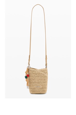 Raffia mobile holder with charms