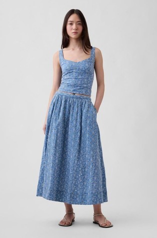 Ženska duga suknja s visokim strukom i vezovima