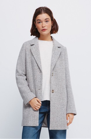 Kratak kaput s uzorkom riblje kosti