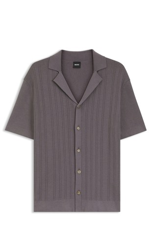 Knit short-sleeved polo cardigan