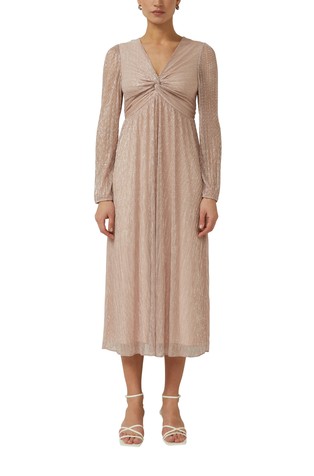 Plisirana duga haljina s detaljem čvora i svjetlucavim vlaknima