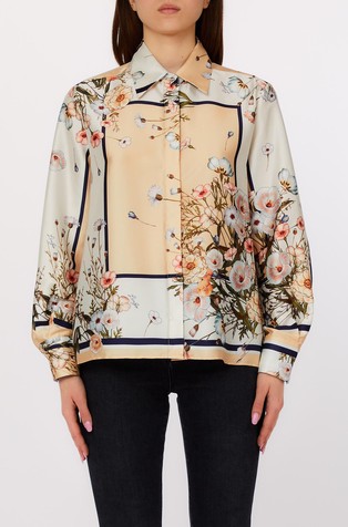 Satin shirt with floral print