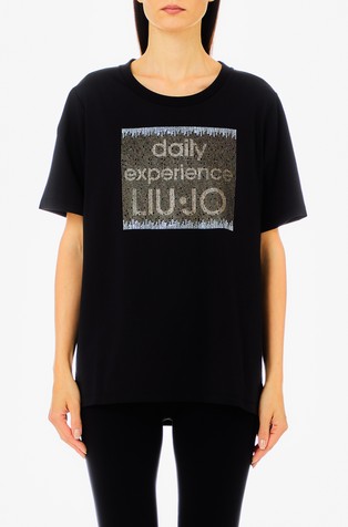 Logo majica kratkih rukava s ukrasnim kamenčićima