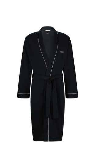 Pamučni kućni ogrtač s logotipom i obrubima