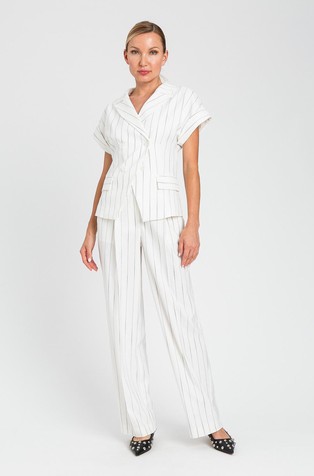 Fluid pinstripe trousers with pleats