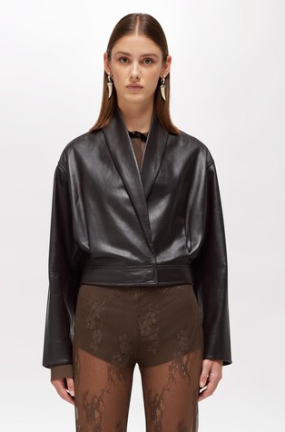 Cropped leather jacket