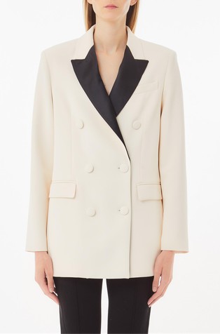 Sako s kontrastnim umetkom i dvorednim kopčanjem