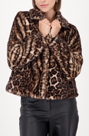 Jakna od umjetnog krzna s leopard uzorkom