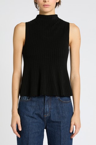 Mock neck knit tank top