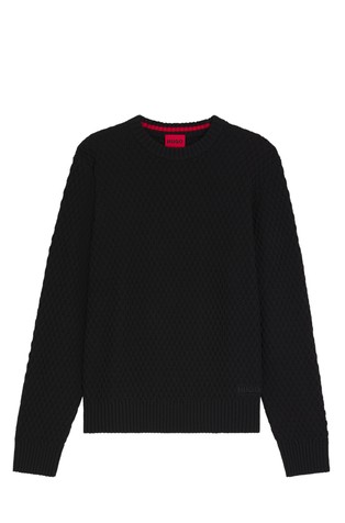 Pleten pamučni pulover s 3D-strukturom