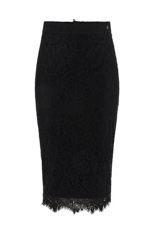 Lace pencil midi skirt