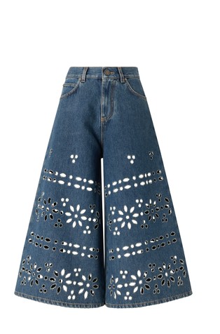 Denim zvonaste bermude s perforacijama