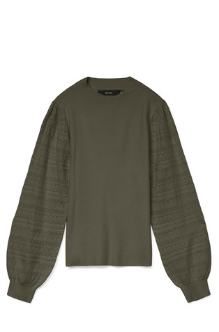 VMNEWLIMONE pleten pulover s rupičastim rukavima